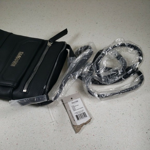 Kenneth Cole Gabriella Mini Crossbody 8” X 7” Zipper Top Pouch Snap Pouch Black - Picture 3 of 12